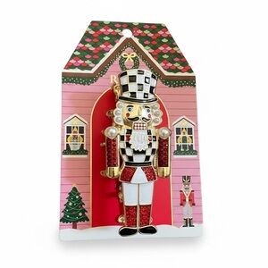 Piper K Nutcracker Soldier Red Rhinestones White Pearls Large Claw Hair Clip NWT